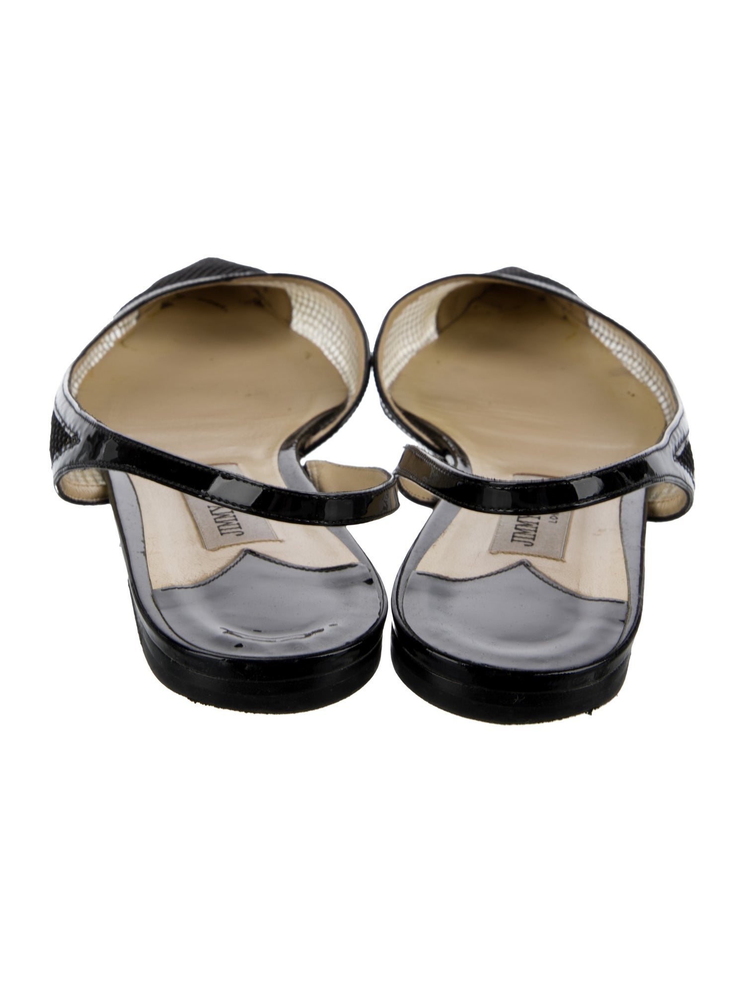 Jimmy Choo Mesh Leather Trim Embellishment Slingback Flats